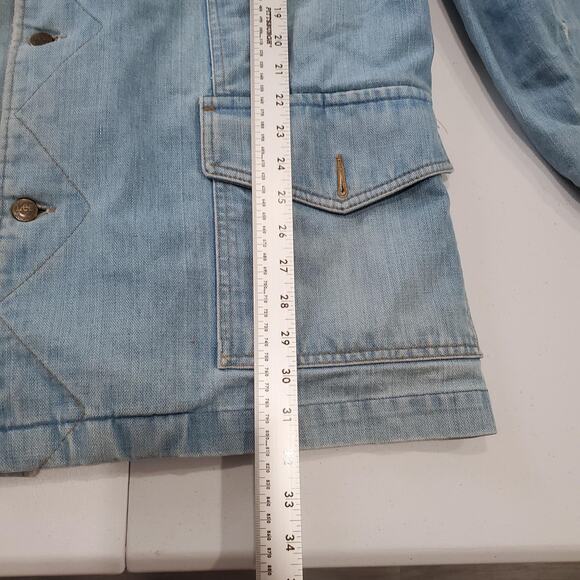 Vintage Lee Storm Rider Jacket Mens Large Sherpa Lined Workwear Thrashed 80s - Picture 9 of 14